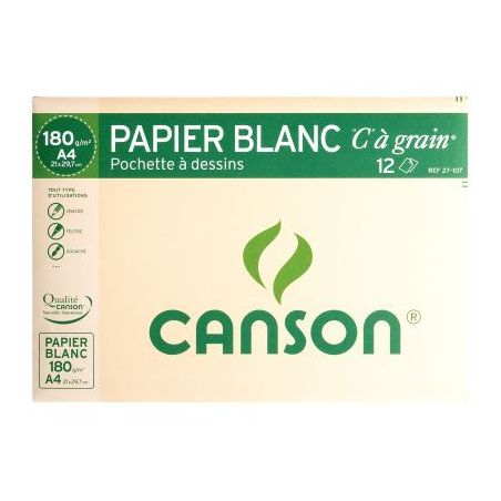 Achetez Pochette de 12 feuilles à  dessin C à  grain 180 g, format 21x29,7 cm C200027107 CANSON ..