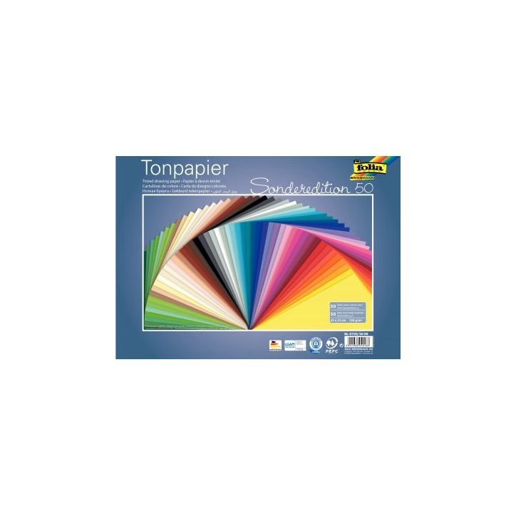 Paquet de 50 feuilles 130 grammes 25x35cm coloris assortis 6725/5099