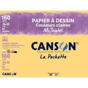 Achetez Pochette de 12 feuilles mi-teintes 160g 24x32cm couleurs claires C200002789 MI-TEINTE CANSON..