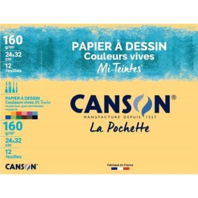Achetez Pochettes de 12 feuilles mi-teintes 160g 24x32cm couleurs vives C200002776 MI-TEINTE CANSON ..