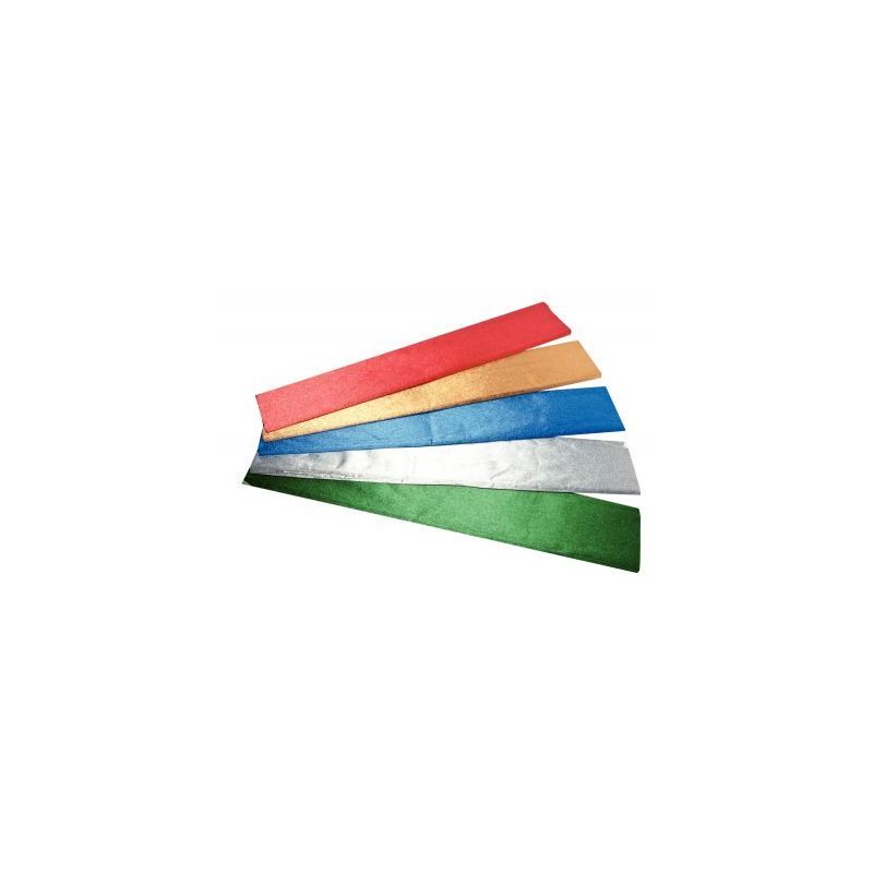 Achetez Paquet de 5 feuilles de crépon métallisé 250x50 cm assortis : Or, argent, bleu métal, r.. Achetez Paquet de 5 feuilles de crépon métallisé 250x50 cm assortis : Or, argent, bleu métal, r..