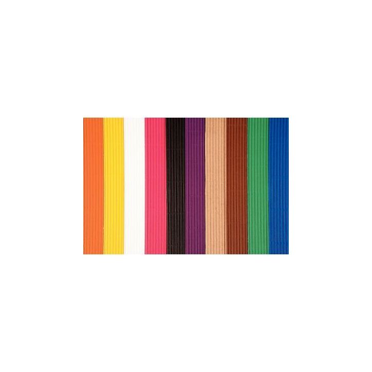 Pochette de 10 feuilles de carton ondulé, 50 x 70 cm, couleurs assorties 741009