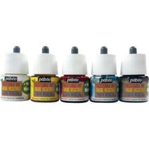 Achetez Set de 5 flacons 45ml d'encre à dessiner végétale, couleurs primaires 599040 PEBEO pas ch..