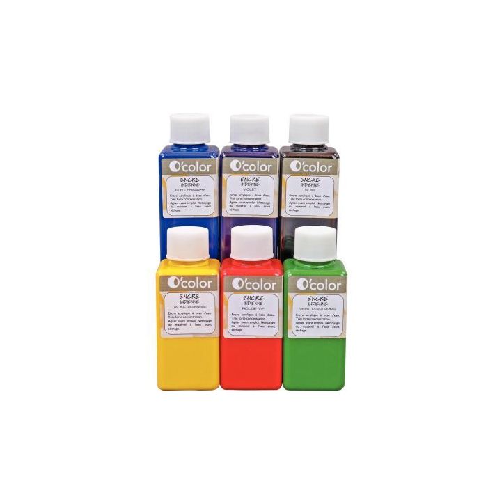 Lot de 6 flacons 100ml d'encres indiennes 1246 O'COLOR O'COLOR