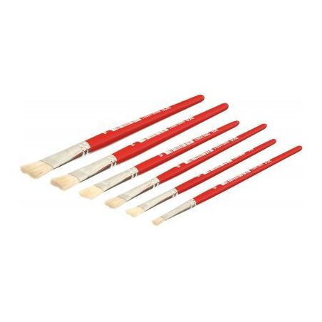 Achetez Pot de 144 brosses plates en soie de porc 24 piècesx6 tailles assorties (n° 6, 8, 10, 12, ..