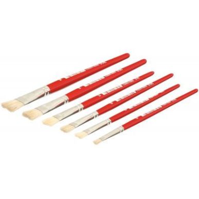 Achetez Pot de 144 brosses plates en soie de porc 24 piècesx6 tailles assorties (n° 6, 8, 10, 12, ..