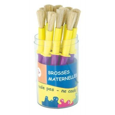 Achetez Pot de 14 brosses maternelle taille médium, en soie de porc avec colerette anti salissure 3..