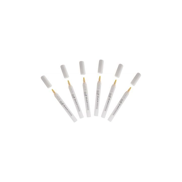 Lot de 6 marqueurs vides rechargeables pour encres et peintures liquides pointe ogive 4 mm GI00093