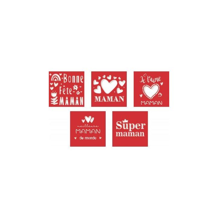 Lot de 5 pochoirs MAMAN 1659