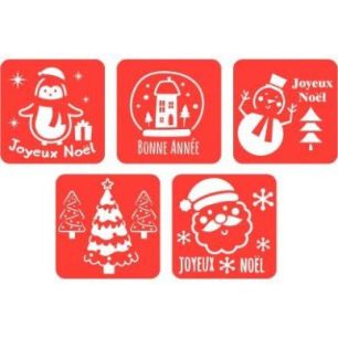 Achetez Lot de 5 pochoirs Noël et Bonne Année 2135 pas cher sur Ma Rentrée Scolaire