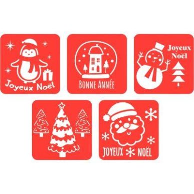 Achetez Lot de 5 pochoirs Noël et Bonne Année 2135 pas cher sur Ma Rentrée Scolaire