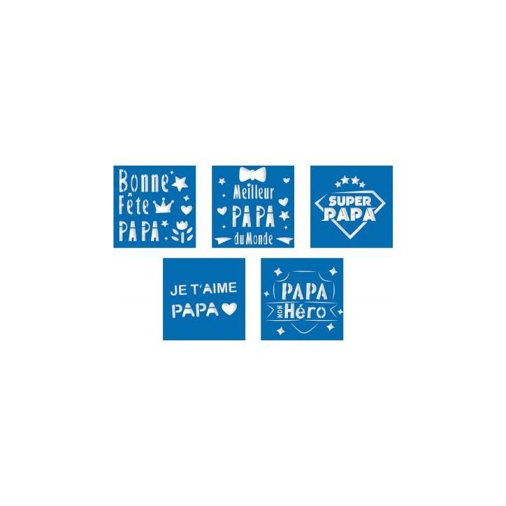 Lot de 5 pochoirs PAPA 1658