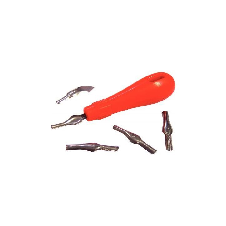 Set manche + 5 gouges assorties pour linogravure 792-6