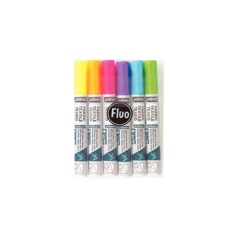 Achetez Pochette de 6 feutres pour tissus, couleurs fluorescentes assorties 803502 PEBEO pas cher su..