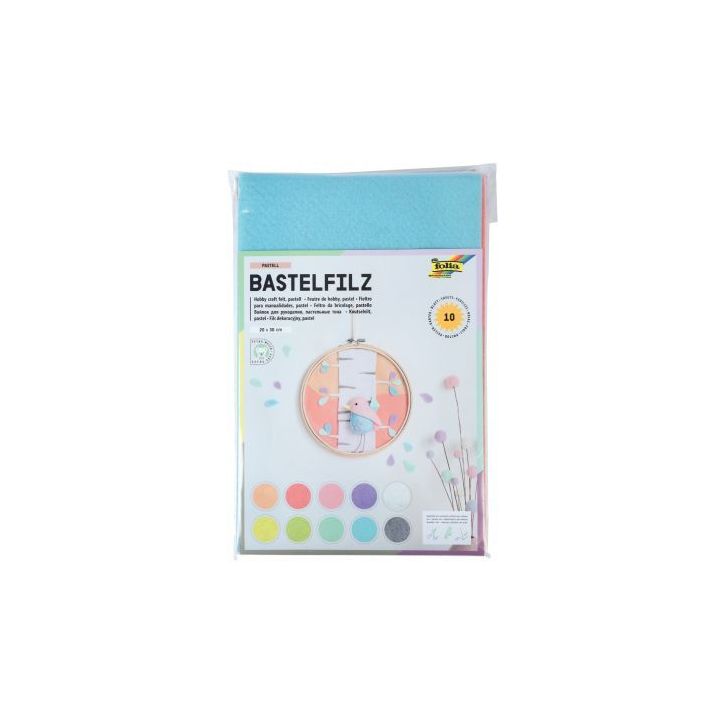 Paquet de 10 coupons feutrine pastel format 20 x 30 cm 520495