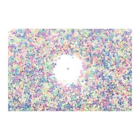 Achetez Bocal de 500 grammes de perles rocailles irisées diamètre 2,5 mm assortis 1281 pas cher su..