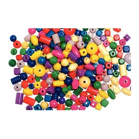 Achetez Sachet de 500 grammes de perles en bois mixtes couleurs vives assorties 2053 pas cher sur Ma..