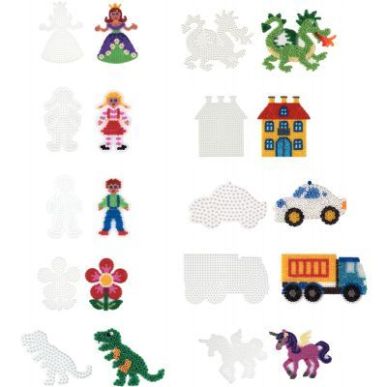 Achetez Sachet de 10 plaques préformées pour perles Hama taille midi, formes multi themes 9008-86 ..
