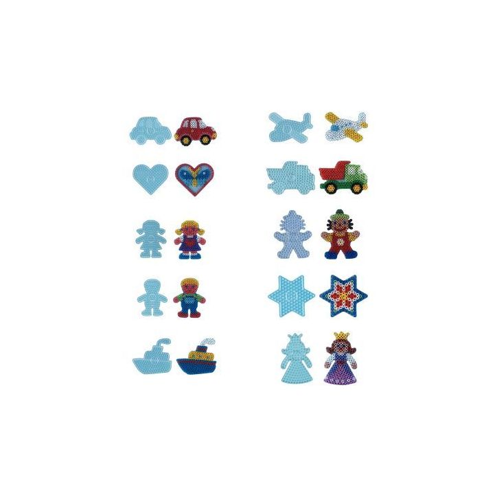 Sachet de 10 plaques préformées pour perles Hama taille maxi formes fantaisie 9008-88 HAMA