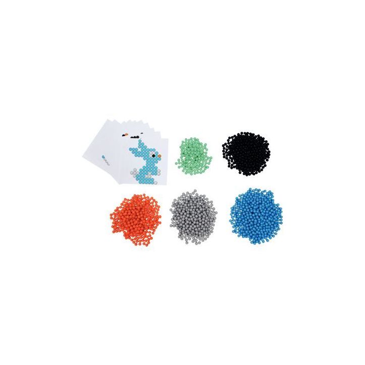 Sac de 1500 aquaperles et 10 modèles, format 3 x 3mm, en 5 coloris assortis L980001