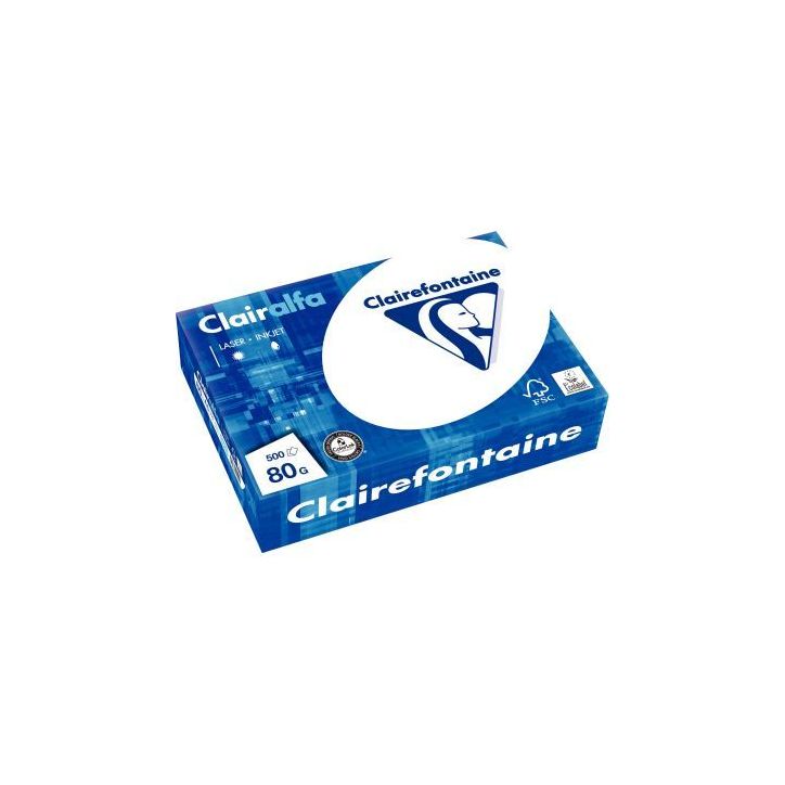 CLAIREFONTAINE Ramette de 500 feuilles papier Blanc CLAIRALFA 80 grammes format A5 1910