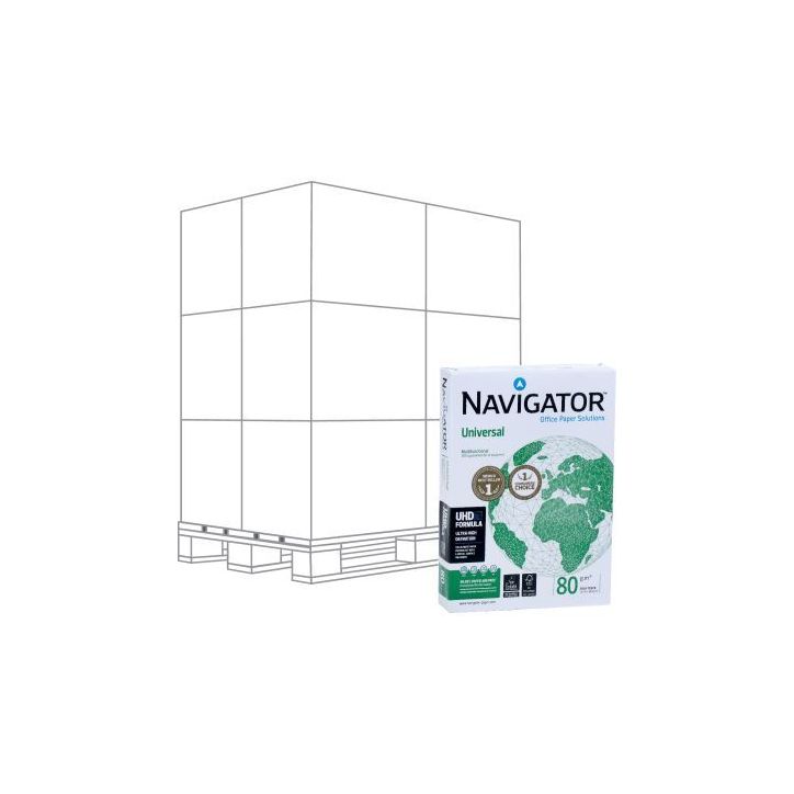 Palette de 240 ramettes de 500f format A4 80g blanc NAVIGATOR 50548X240 NAVIGATOR