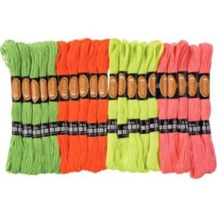 Achetez Sachet de 28 échevettes fluo pour bracelets brésiliens - 8m - 4 couleurs 1846 pas cher sur..