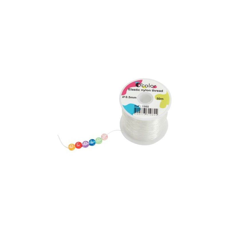 Achetez Bobine 50 mètres fil nylon élastique transparent diamètre 0.50mm 1985 pas cher sur Ma Ren..