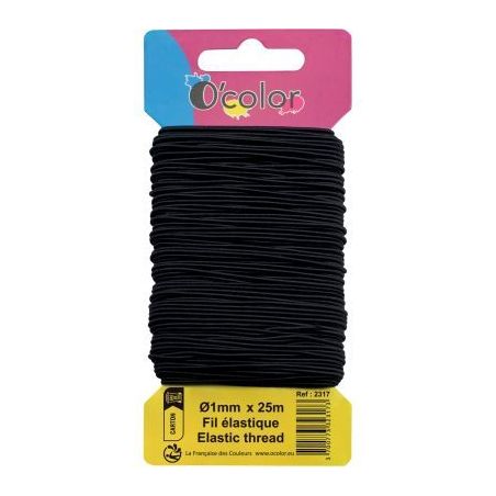 Achetez Carte de 25mètres de fil élastique 1mm coloris noir 2317 pas cher sur Ma Rentrée Scolaire