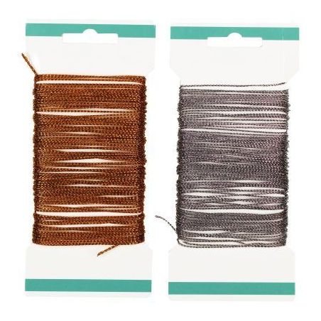 Achetez Lot de 2 bobines de 10m de fil pailleté, or et argent L799070 pas cher sur Ma Rentrée Scol..
