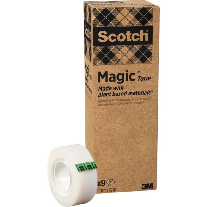 SCOTCH Boîte de 9 rubans Scotch Magic bague carton recyclé, 19mmx33m