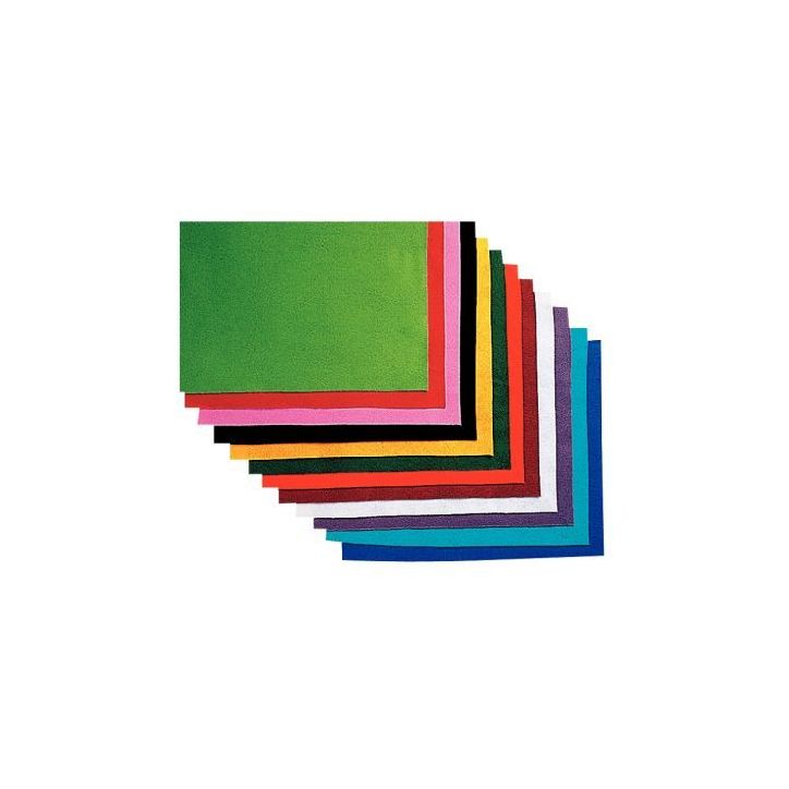 Paquet de 12 coupons de feutrine non adhésive, format 45 x 47 cm coloris assortis SC41869