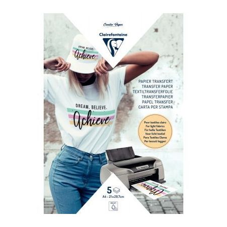 Achetez Paquet de 5 feuilles A4 papier transfert textiles pour tissu clair 84308C CLAIREFONTAINE pas..