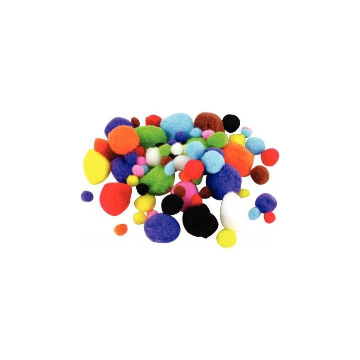 Sachet de 300 pompons tailles et couleurs assorties 2129