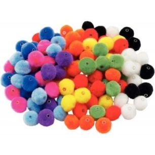 Achetez Sachet de 150 pompons a trou diamètre 20mm, 11 coloris assortis 2191 pas cher sur Ma Rentrî.