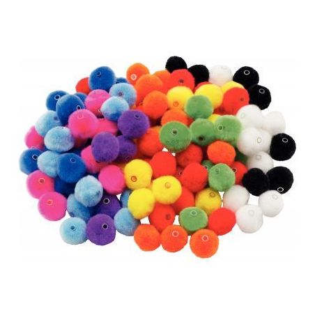 Achetez Sachet de 150 pompons a trou diamètre 20mm, 11 coloris assortis 2191 pas cher sur Ma Rentrî.