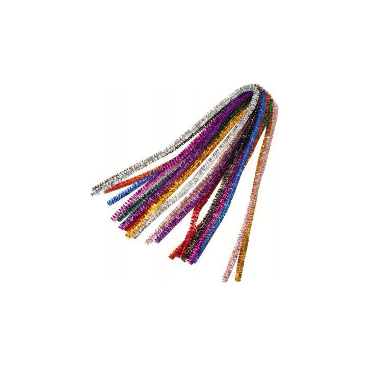 Sachet de 10 chenilles métallisées diamètre 9 mm et longueur 50 cm couleurs assorties 723303