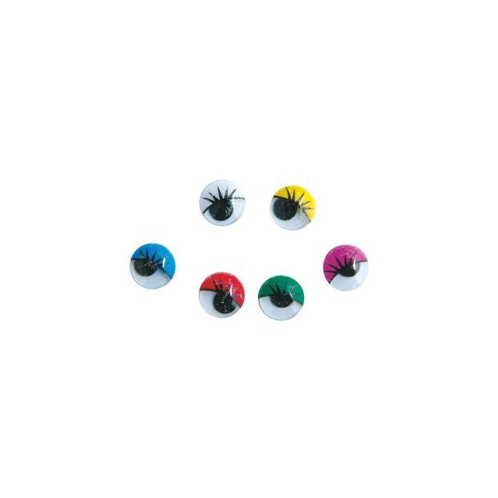 Sachet de 100 yeux mobiles à coller avec cils diamètre 10 mm 89013