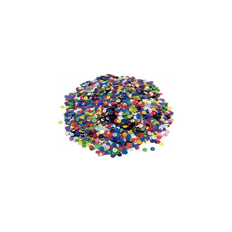 Achetez Pot de 185 grammes de sequins ronds lisses, perforés diamètre 6 mm, assortis 71702 pas che..