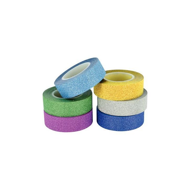 Lot de 6 rubans adhésifs pailletés motifs unis L910000