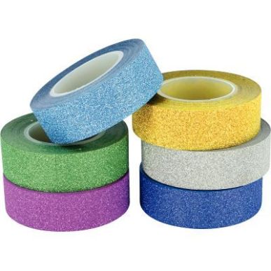 Achetez Lot de 6 rubans adhésifs pailletés motifs unis L910000 pas cher sur Ma Rentrée Scolaire