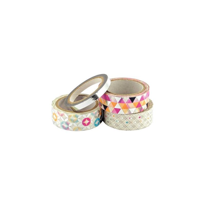 Achetez Lot de 4 rubans adhésifs métallisés argenté motifs tendance 26417 pas cher sur Ma Rentr ..