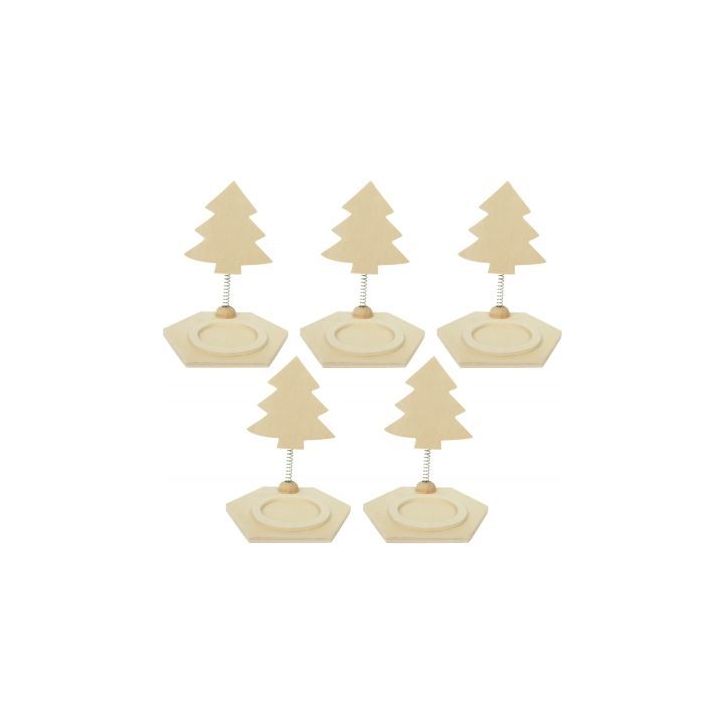 Lot de 5 bougeoirs sapin à ressort 100372