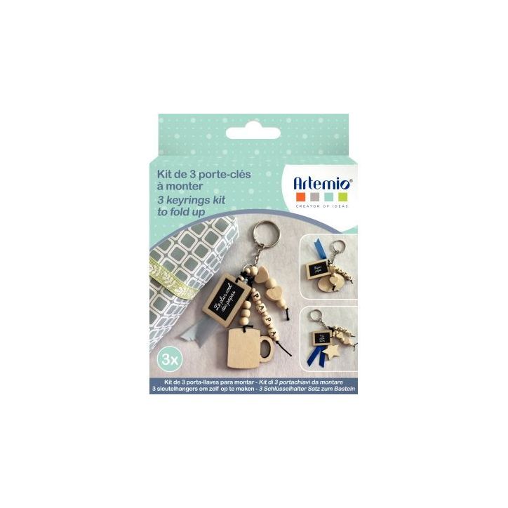 Kit de 3 porte-clés en bois pour Papa 14003161