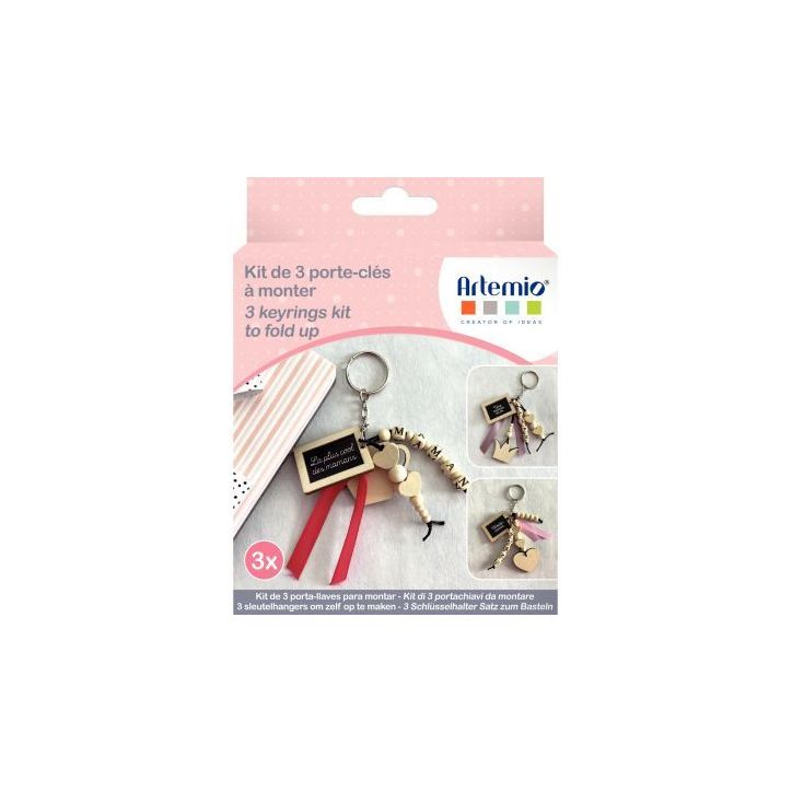 Kit de 3 porte-clés en bois pour Maman 14003162