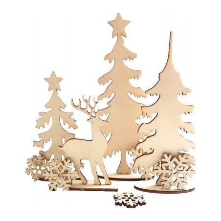 Achetez Planche décor forêt de Noël en bois 101212 pas cher sur Ma Rentrée Scolaire