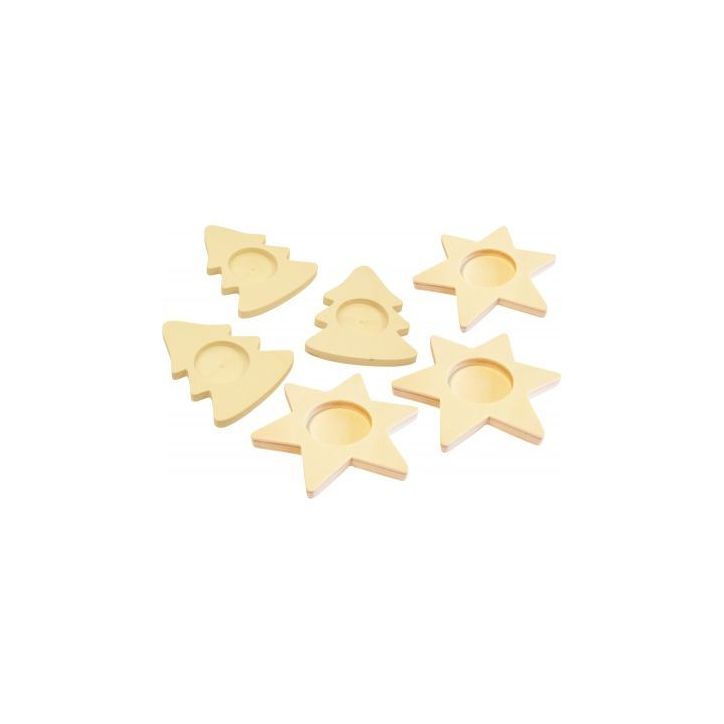 Lot de 6 bougeoirs sapins + étoiles assortis 1746