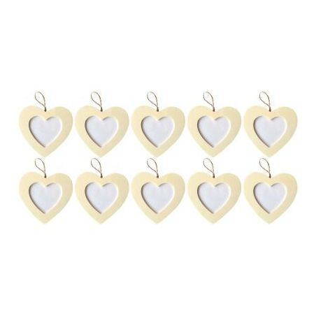 Achetez Lot de 10 cadres coeur à suspendre, en bois 101352 pas cher sur Ma Rentrée Scolaire