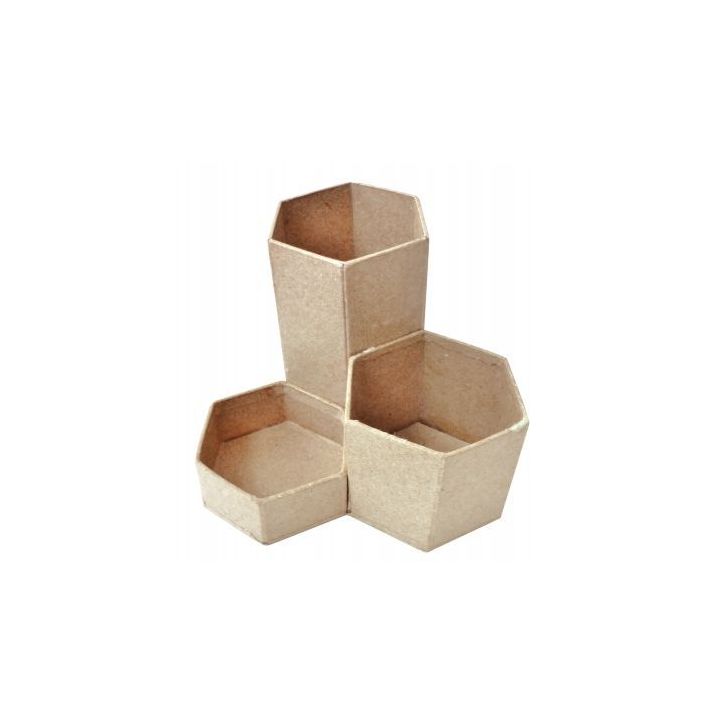 Lot de 6 pots à crayons en carton, 3 compartiments 650152