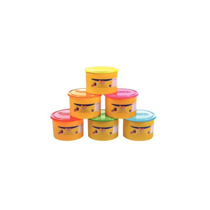 Pack de 6 pots de 460 grammes de pâte à jouer blandiver couleurs fluo 460/6F JOVI